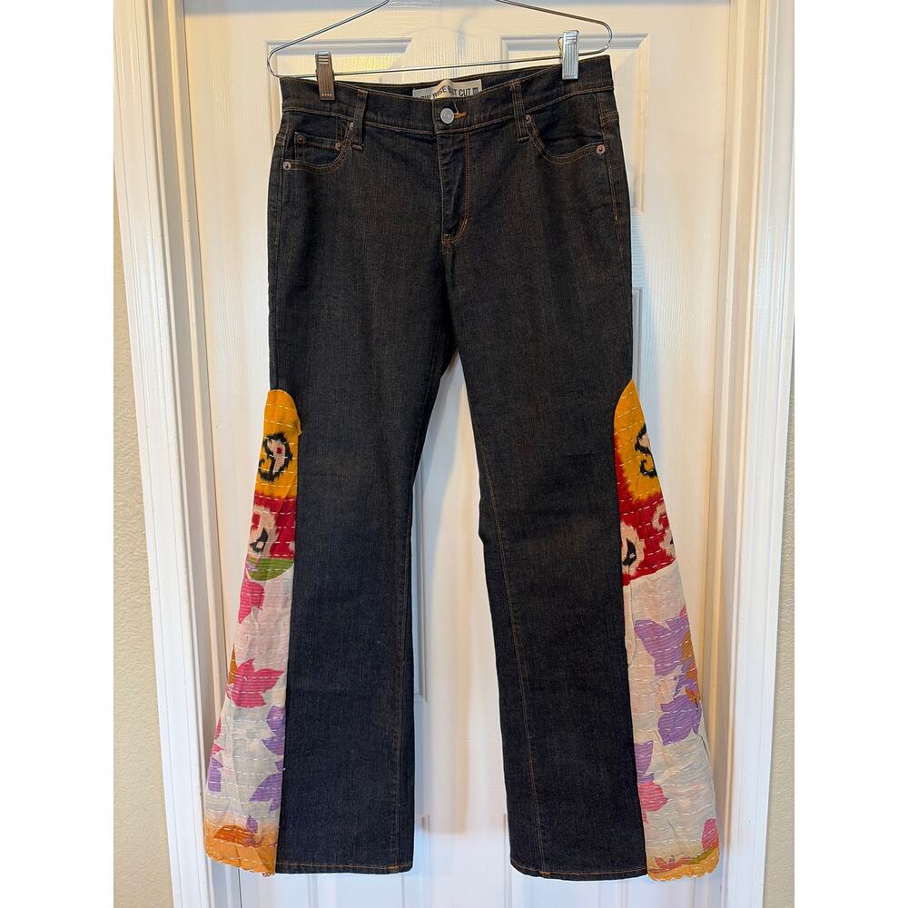 Upcycled Jeans Boho Flare light Stretch Size 8 - Picture 1 of 3